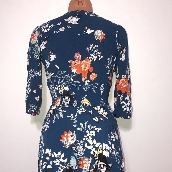 Jaase Mia Maxi Dress In Miak Print Smocked Waist 3/4 Sleeve Blue Size Small - Picture 7 of 10